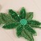 2 Pieces Grass Green Sequin Flower Patch Iron On Applique with Stem and Leaf